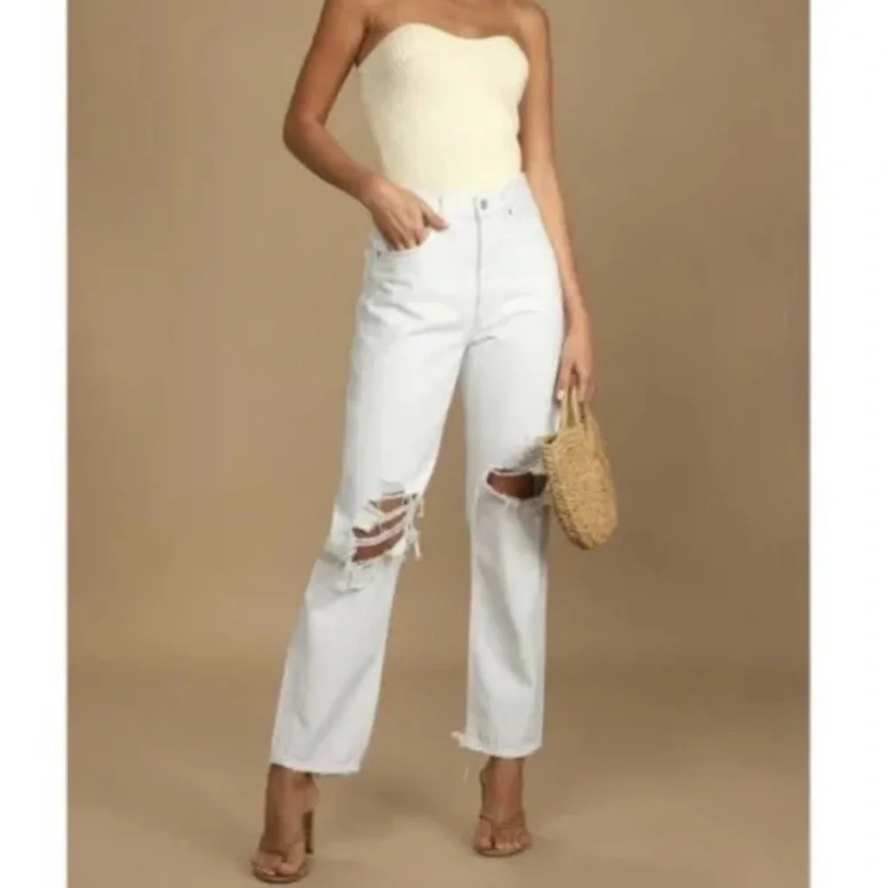 AGOLDE 90s Mid- high rise (13”) Loose Fit Jeans in WHITE VANISH spring vacation - Picture 2 of 15